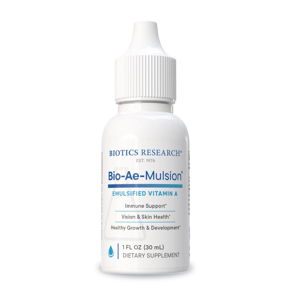 Biotics Research Bio Ae Mulsion IU Emulsified Vitamin A for Greater Uptake & Utilization, Concentrated Form, Promotes Immune Response, Aids in Visual Acuity, Supports Cardiovascular 1 Fluid Ounces