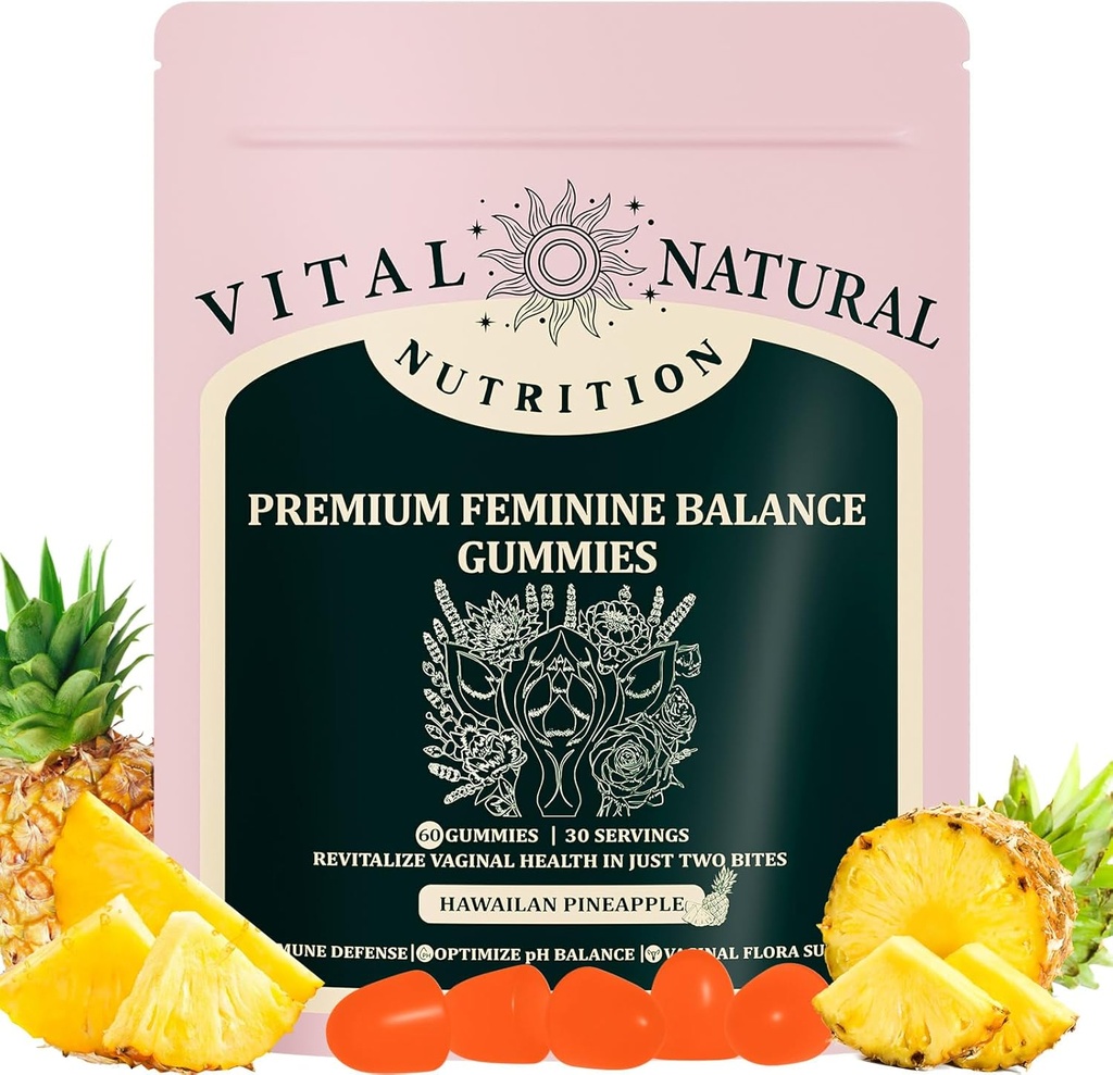 Feminine Balance Gummies - Probióticos de Salud de las Mujeres para pH &amp; Apoyo Inmunitario " Flavor de la Piña Natural (1)