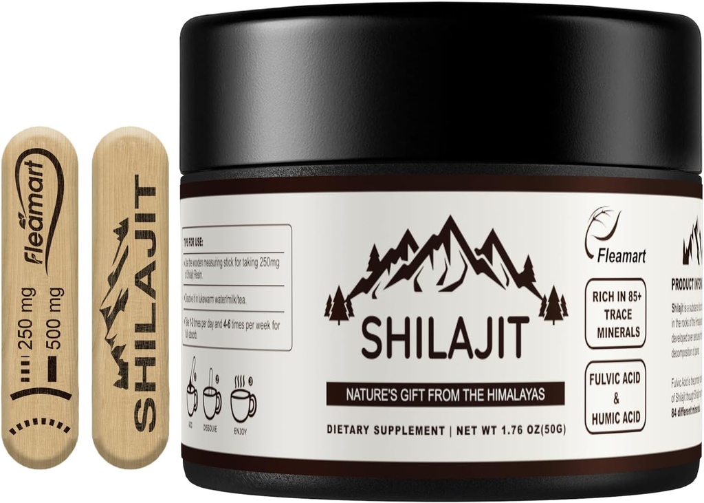 Shilajit Pure Himalayan with Fulvic Acid & 85+ Trace Minerals Shilajit for Men &amp; Women Golden Grade A Shilajit Resin Supplement with a Little Bitter Taste for Energy & Immunity - 50 Grams