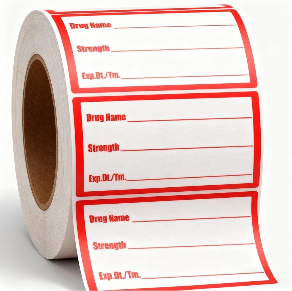 500Pcs Nombre de la droga Pegatinas de etiqueta Medicación Pegatinas de fuerza 1x2 Etiquetas de recordatorio de la instrucción del banco