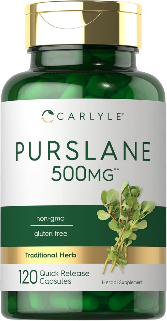 Carlyle Purslane Capsules Silencio 500mg Silencio 120 Conde Silencio Portulaca Oleracea Extracto Silencio No GMO, Gluten Suplemento Libre