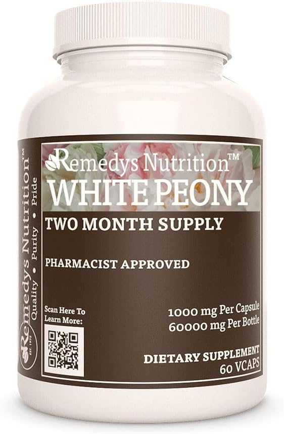 Nutrición de Remedy Peony blanco peru 1,000 mg, 60 cápsulas veganos suplemento dietético herbal 