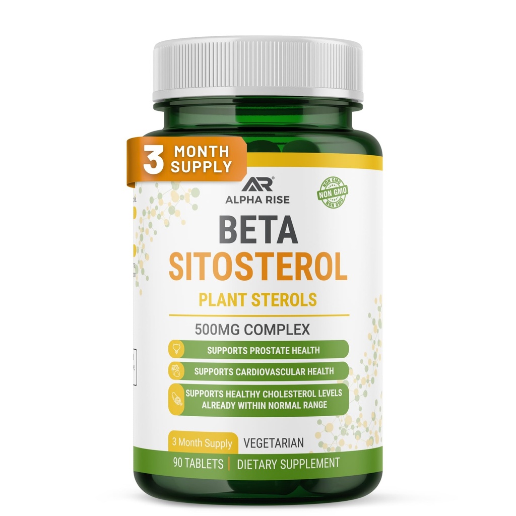 Beta Sitosterol - 500mg Tablets - Non-GMO - Support Prostate and Healthy Cholesterol Levels - Phytosterols Complex - Natural Plant Sterols and Stanols