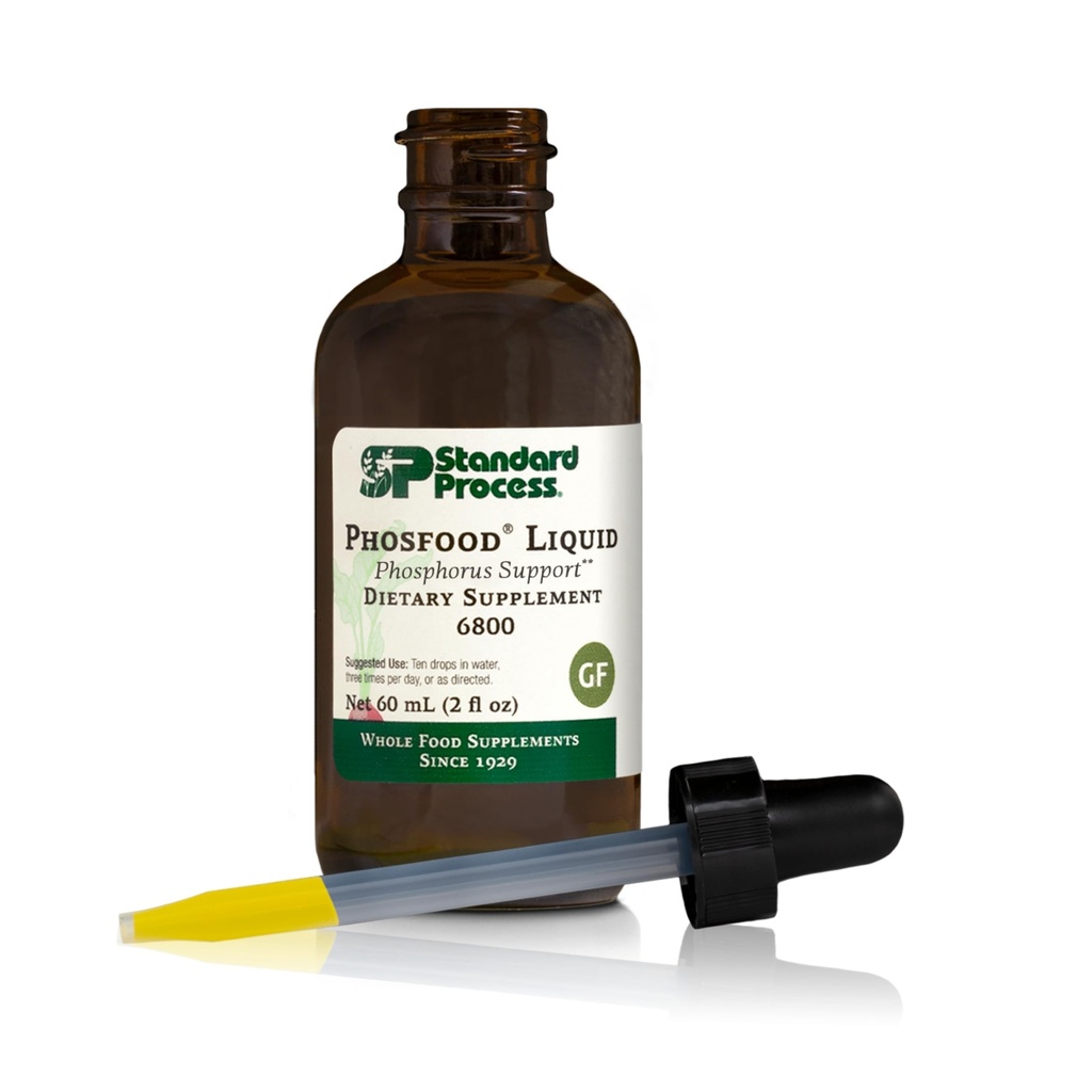 Standard Process Phosfood Liquid - Phosphorus Supplement for Nutritional Balance - Gluten-Free, Vegan " Non-Soy - 60 mL (2 fl oz)