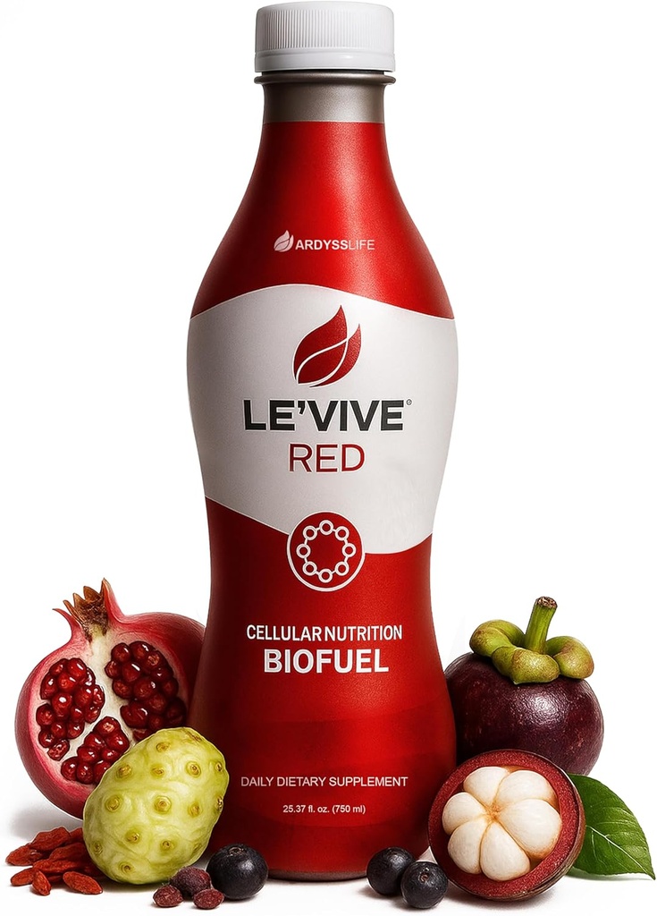 Ardyss Le’Vive Red Superfruit Juice, Acai, Goji Berry, Pomegranate, Noni & Mangosteen – Antioxidant Blend for Energy, Detox & Skin – 25.37 fl oz