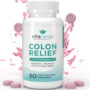 Colon Relief by VitaRange- Fast Constipation and Bloating Relief with Sunfiber Prebiotic Fiber and Pre + Probiotics for Digestive Health - 60 Chewable Strawberry Tablets – Doctor Formulated Probiotics
