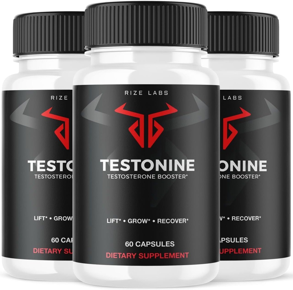 rize labs (3 Pack) Testonine Male Supplement, Testonine Capsules for Men, Testonine Maximum Strength Formula, Testonine All-Natural Pill for Muscle Power, Testonine Reviews (180 cápsulas)