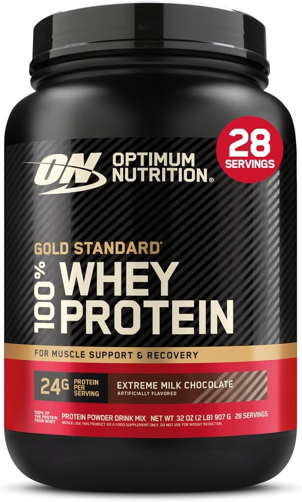 Optimum Nutrition Gold Standard 100% Whey Protein Powder, Extreme Milk Chocolate, 2 libras (Pack of 1) (Packaging May Vary)