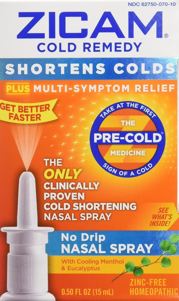Zicam Cold Remedy No Drip Nasal Spray, 0.5 oz., Pack de 2