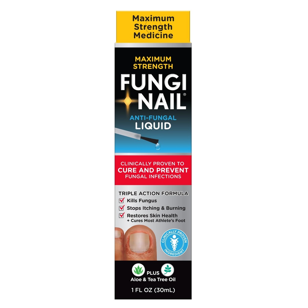 Fungi-Nail Anti-Fungal Liquid Solution, 1 Fl Oz (Pack of 1), Kills Fungus, Athletes Foot Treatment, Toe Nail Fungus Treatments w/Tolnaftate, Clinically Proven to Cure and Prevent Fungal Infection