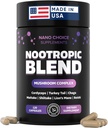 Nano Choice Nootropic Blend - Mushroom Complex Supplement for Brain, Focus, Productivity & Immune Support ← Non-GMO, Vegan, Made in USA ← 120 Capsules