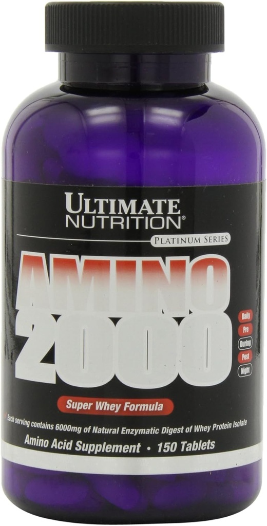 Ultimate Nutrition Amino 2000 Tablets, Super Whey Formula, Amino Acid Suplementos con L-Leucine, L-Isoleucine y L-Valine, 2000mg, 150 Tablets
