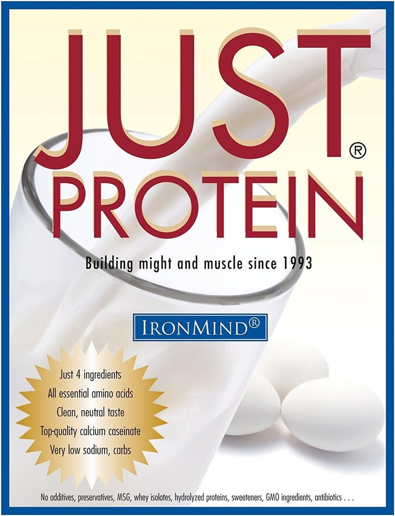 IronMind Just Protein – 5 Pound Classic Milk and Egg Supplement Powder, Vanilla, Non-GMO, No Additives – 18g Protein, 80 Servings