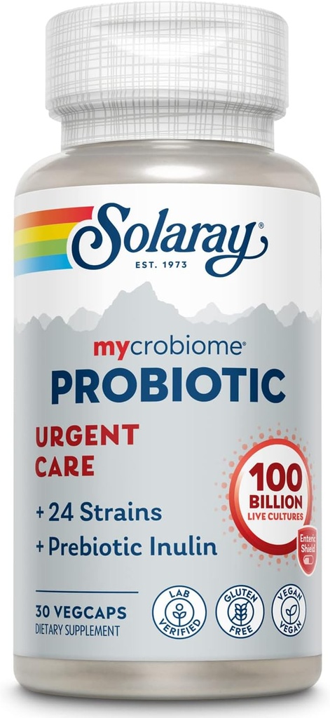 SOLARAY Mycrobiome Probiotic Urgent Care ← Formulado para apoyar la digestión saludable, función inmunitaria &amp; más