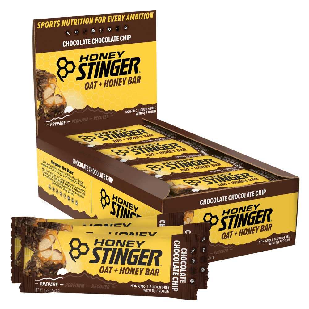 Honey Stinger Oat + Honey Bar, Chocolate Chip, Energy Packed Food to Prepare for Exercise, Endurance and Performance, Sports Nutrition Snack Bar, Pre-Workout, Protein, Gluten Free, Box of 12