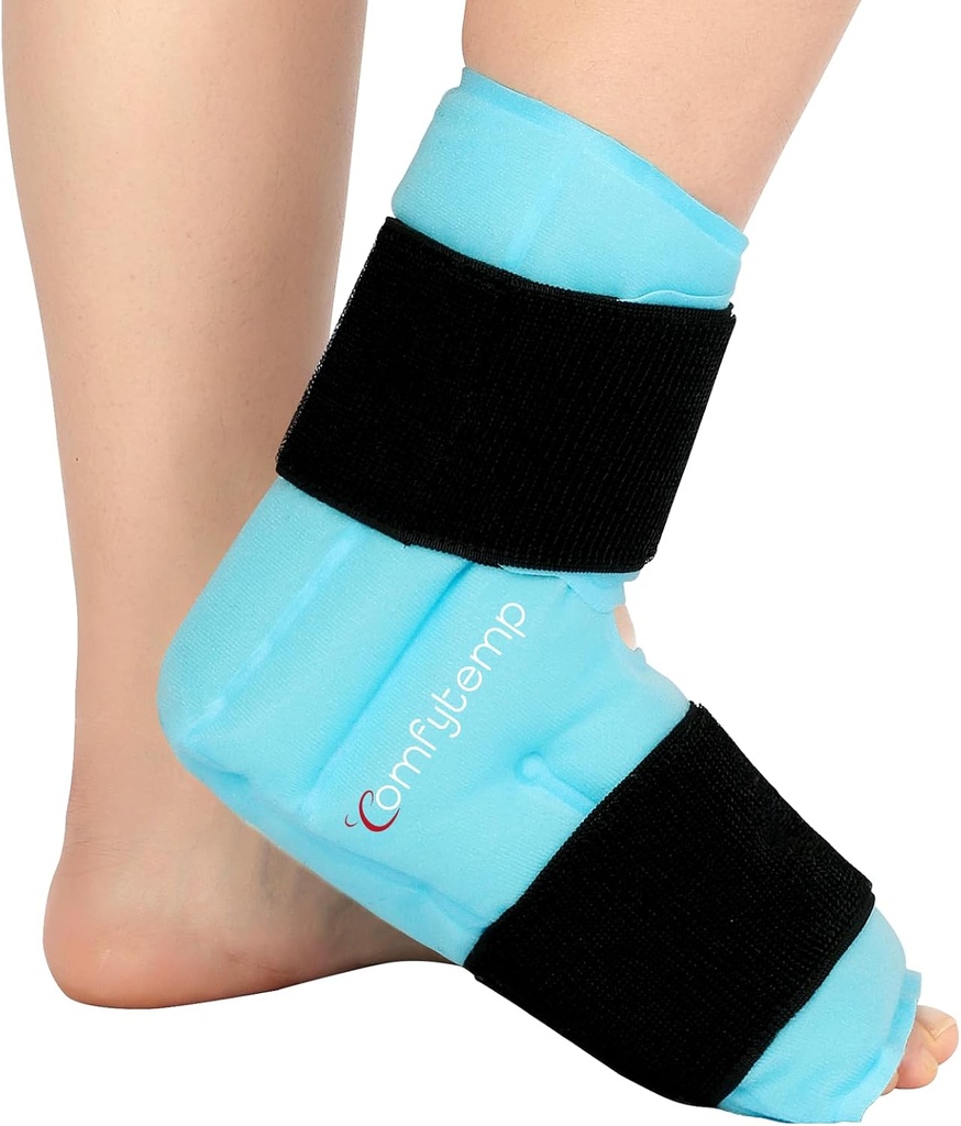 Comfytemp Ankle Foot Ice Pack Wrap for Plantar Fasciitis Relief, FSA Eligible, Ankles Brace for Sprained Ankle, Heel Spur, Swelling, Achilles Tendonitis, Dolor, Hot Cold Ph Therapy Gifts, 1 Pcs
