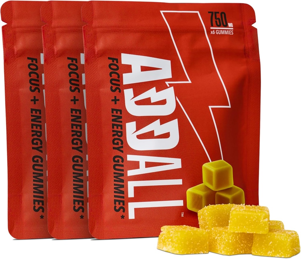 Addall Focus " Energy Gummies 750mg (3 Pack) #1 Effective Alternative Brain Supplement Substitute Pills Nootropic " Energy TEN No Crash ANTE Science Backed Formula ← USA Made