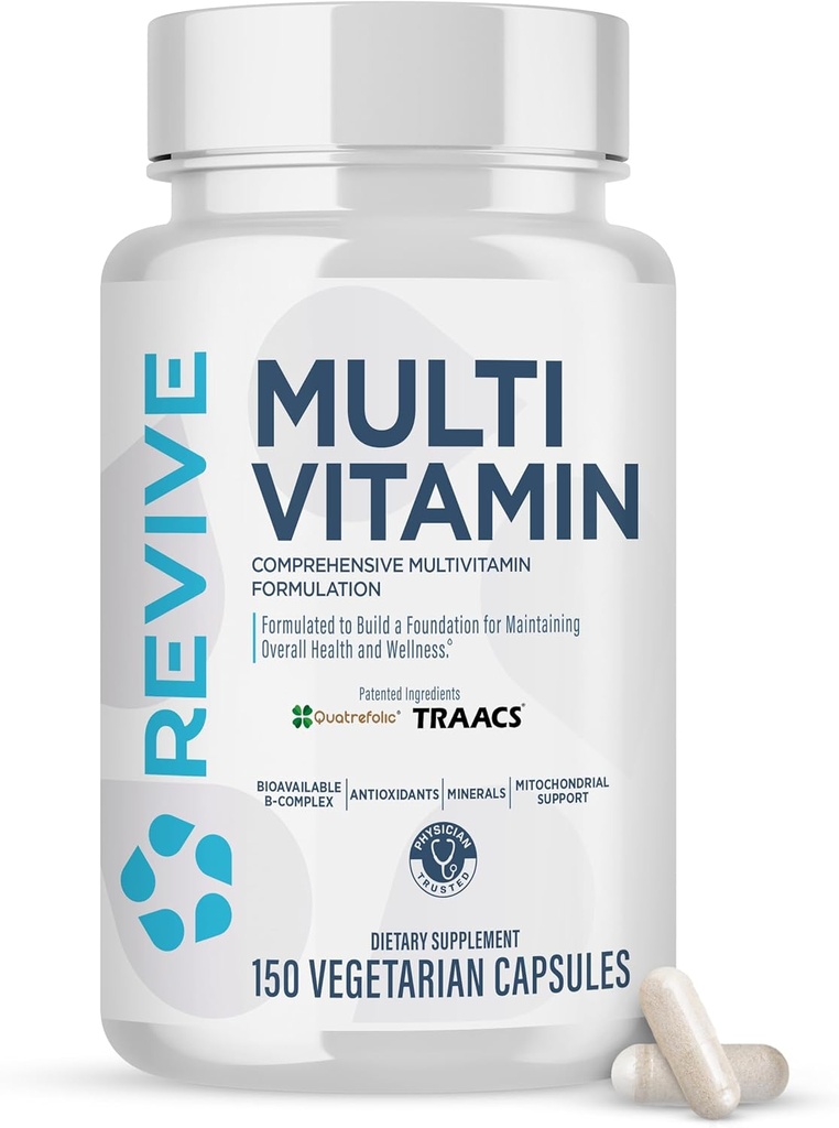 Revive MD Multi-Vitamin Supplement for Men &amp; Women – Daily Multivitamin Supports Energy, Immunity &amp; Global Health with Essential Vitamins, NAC, Zinc, Magnesium &amp; More (60 Capsules, 30 Servings)