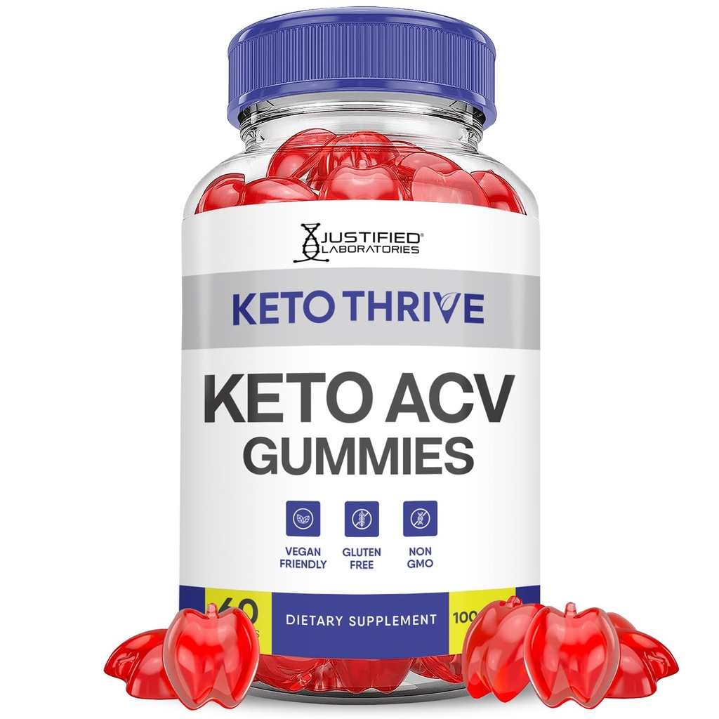 Keto Thrive Keto ACV Gummies Advanced Formula 1000MG Keto Thrive Keto Gummies Apple Sider Vinegar Formulado con Pomegranate Beet Juice Powder B12 Vegan Non GMO 60 Gummys