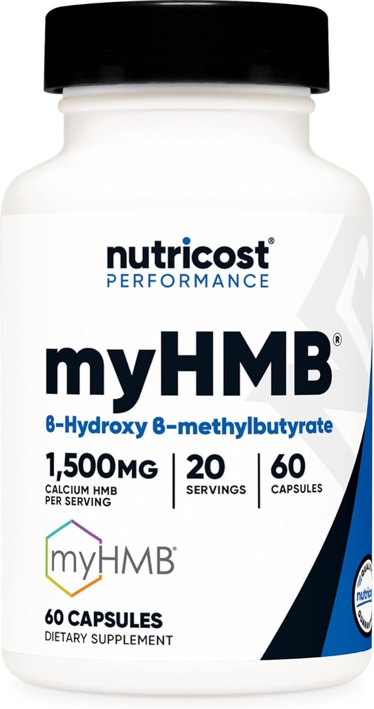 Nutricost myHMB Capsules 1,500MG Calcium HMB Por Serving, 60 Capsules, 20 Servings - Performance Line, Calcium B-Hydroxy B-Methylbutyrate Monohydrate