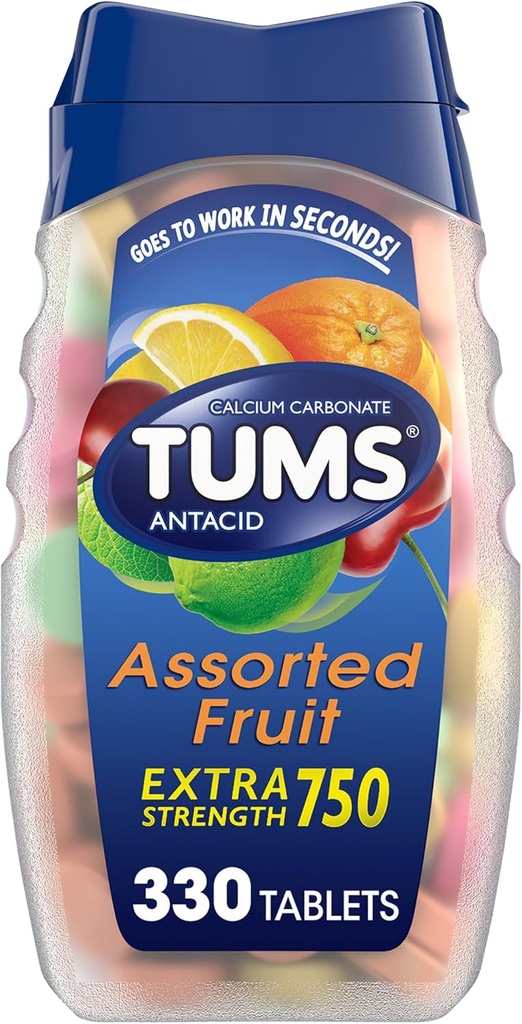 TUMS Tablas de ácido picante para el alivio de acidez extra de fuerza, Ideal para un barbacoa de verano - sabores de frutas surtidos - 330 Conde