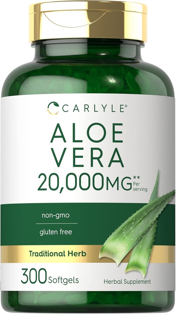 Carlyle Aloe Vera Softgel Capsules 20,000mg Silencio 300 Conde ← Aloe Vera Gel Suplemento Silencioso No GMO, Gluten Free