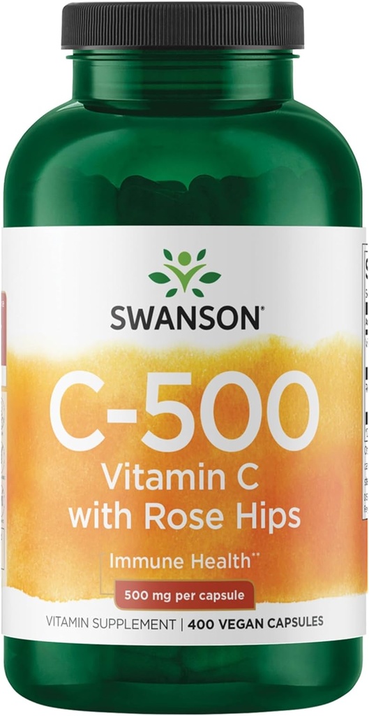 Swanson Vitamin C with Rose HIPS 500 Milligrams 400 Capsules