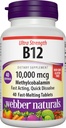 Webber Naturals Vitamina B12 10,000 mcg, Ultra Strength, 40 Cuenta, Tablas de Dissolve Rápido, Suplemento Vitamina Apoyo para el Metabolismo Energético, Inmune y Salud del Corazón, Fórmula Vegana