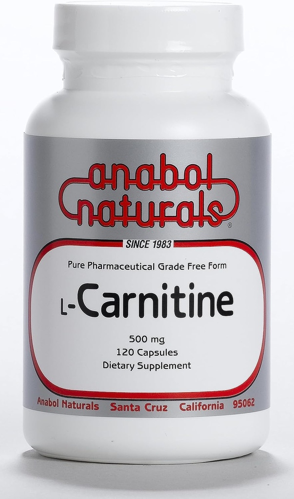 Anabol Naturals L-Carnitina 120 Capsules- 500mg Puro L-Carnitina Por Capsule, 120 Serviciones