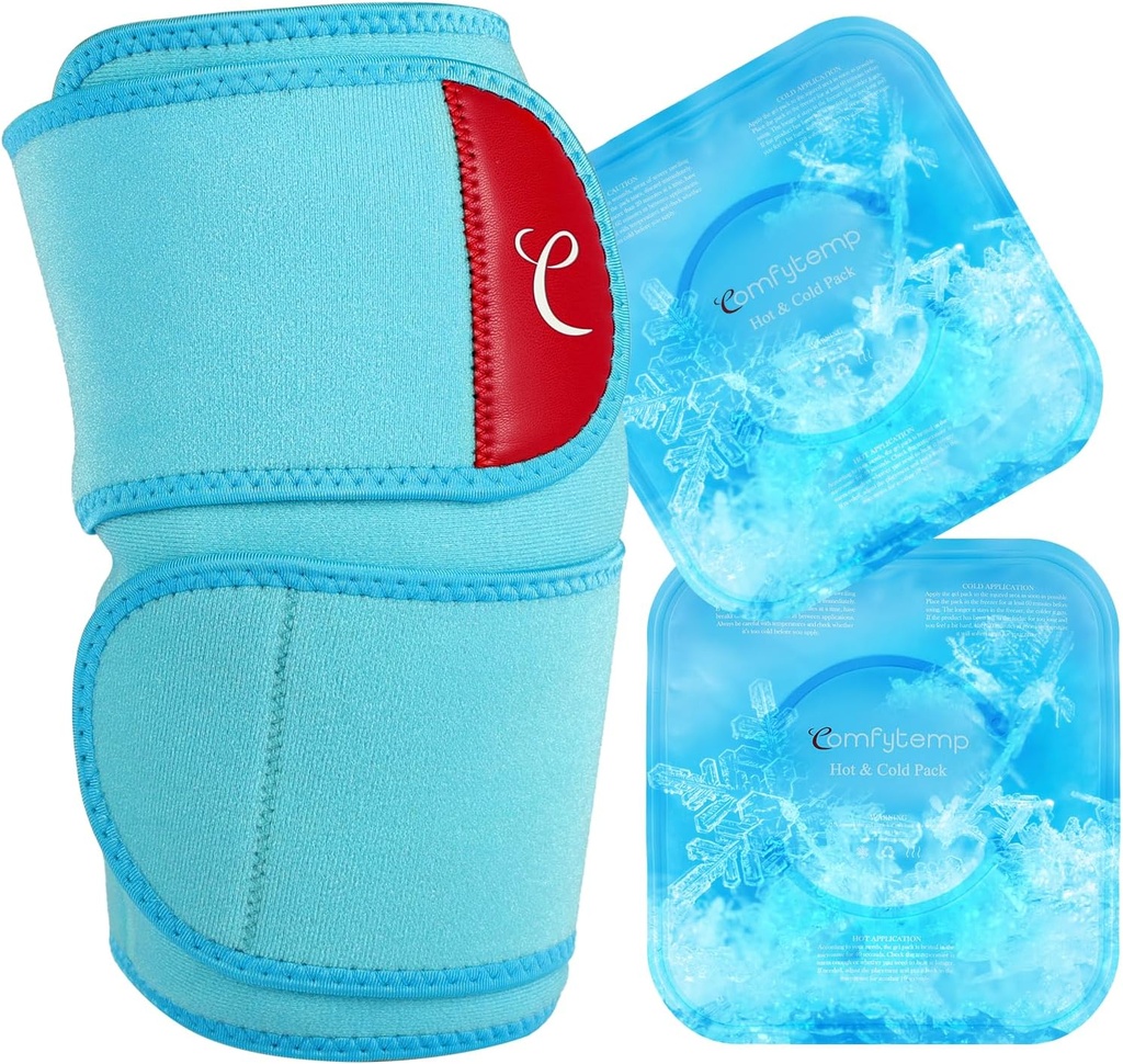 Comfytemp Large Knee Ice Pack Wrap with 2 Gel Soft Cold Pack, Reusable Compression Knee Brace for Meniscus Tear, Joint Pain Relief, Arthritis, ACL, After Surgery Get Well Gifts, Men Women Running Gear
