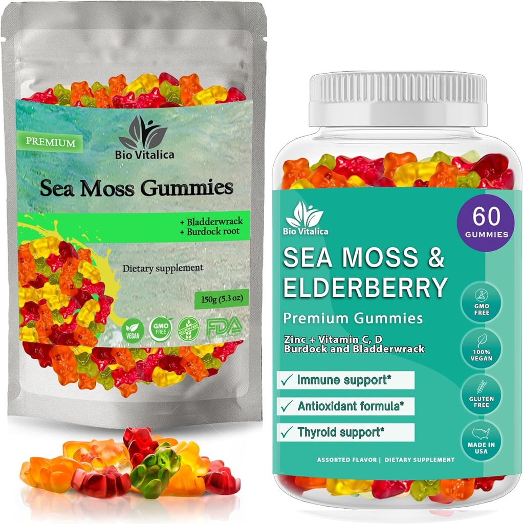 BIO VITALICA Sea Moss Elderberry ' Irish Sea Moss Gummies (Bundle)
