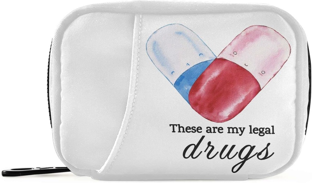 Pill Organizer My Legal Drugs Pill Box 7 Day Pill Case Bag Travel Pill Organizer Bag with Zipper Portable Weekly Case Compact Size for Vitamin Supplement Holder