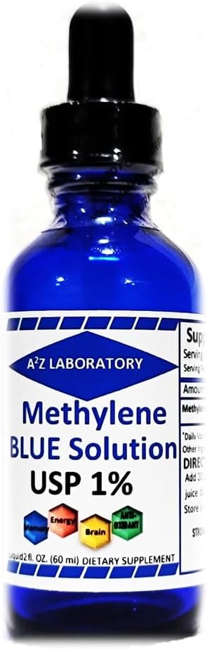 1% Laboratorio A2Z tóxico USP-Grade Methylthioninium Chloride Liquid ← Alta Puridad Suplemento dietético para la función cerebral " Salud cognitiva " No Formaldehyde (1)
