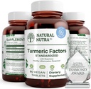 Curcumina natural nutra Turmérica con 95% Curcuminoides Extracto Suplemento con Rosemary para la salud cerebral, mejora la memoria y mejora la concentración, mejora la digestión, 350 mg, 60 tabletas vegas