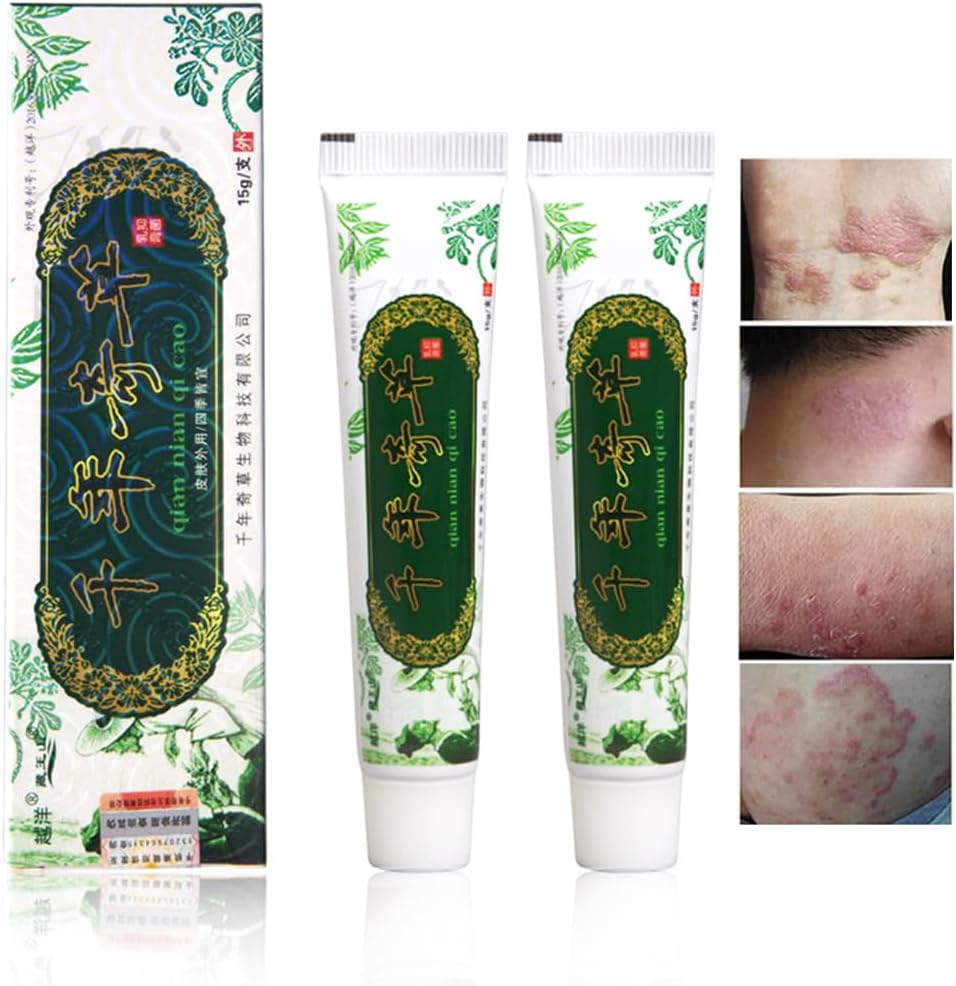 Oversea Thousand-Year Herbal Cream Chinese Herbal Eczema, Psoriasis Creams Dermatitis and Eczema Pruritus Psoriasis JIULIN Ointment (2PCS)
