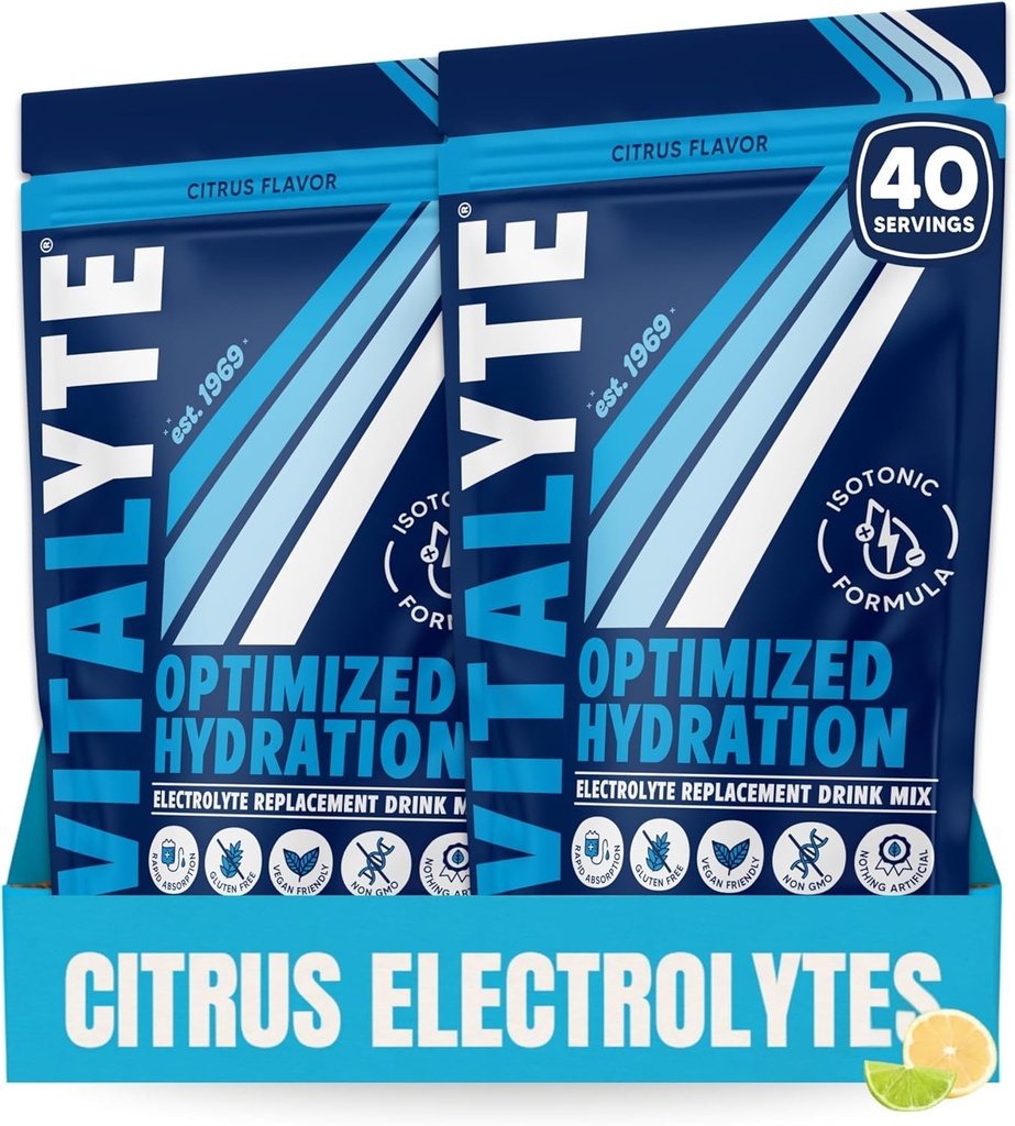 Vitalyte Electrolyte Powder (35 oz, 40 Servings Per Container)-Isotonic Drink Mix for Hydration, Energy " Recovery- Water Enhancer " Rehydration Supplement for Men, Women & Sports (Cool Citrus 2 Pack)