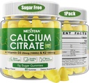Calcium Citrate Gummies 1200mg con vitamina D3 K2, Suplementos de Calcio Chewable para Mujeres &amp; Hombres, Alto Potency Support B0ne, Te*th, Strength &amp; Immune Health, Mango Flavor, Non-GMO, Sugar Free, 60 Cts