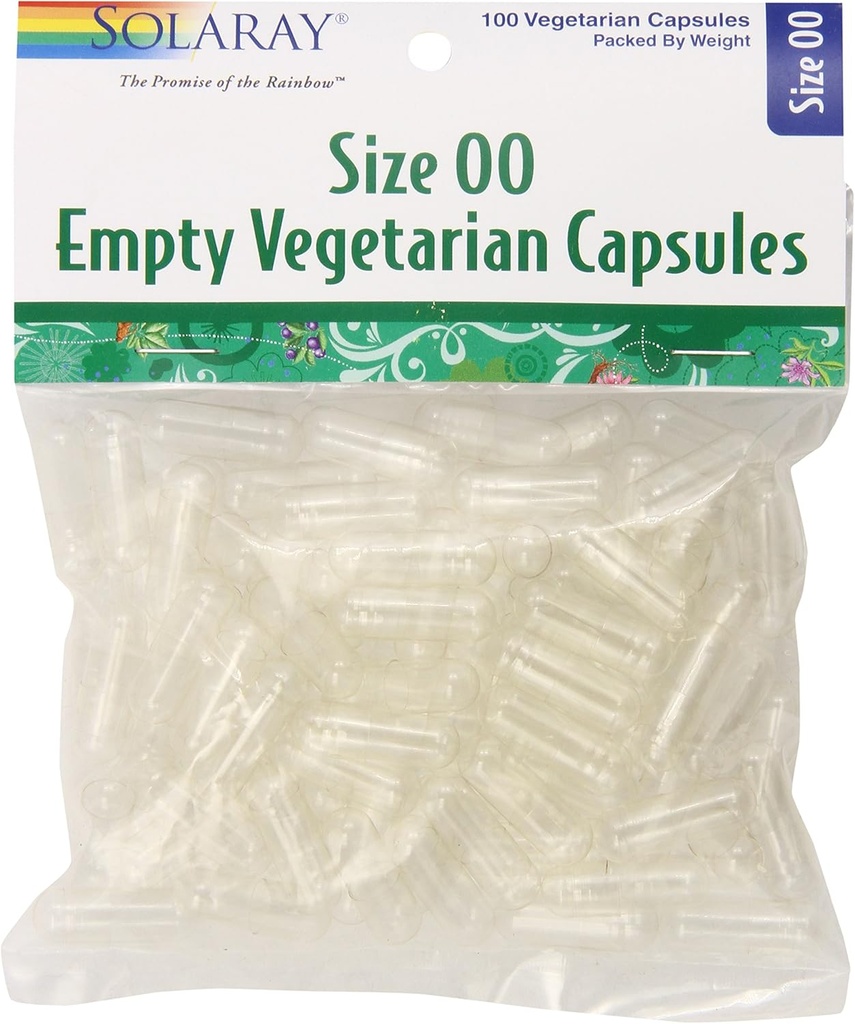 SOLARAY Empty Vegetarian Capsules, Tamaño 00, 100 Cuenta