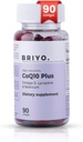 Briyo CoQ10 100 mg Suplemento con Omega 3 EPA DHA, Lycopene y Selenium – para la salud del corazón, el apoyo energético, la protección antioxidante, el envejecimiento saludable – una vez Daily Softgels, 90 cuenta