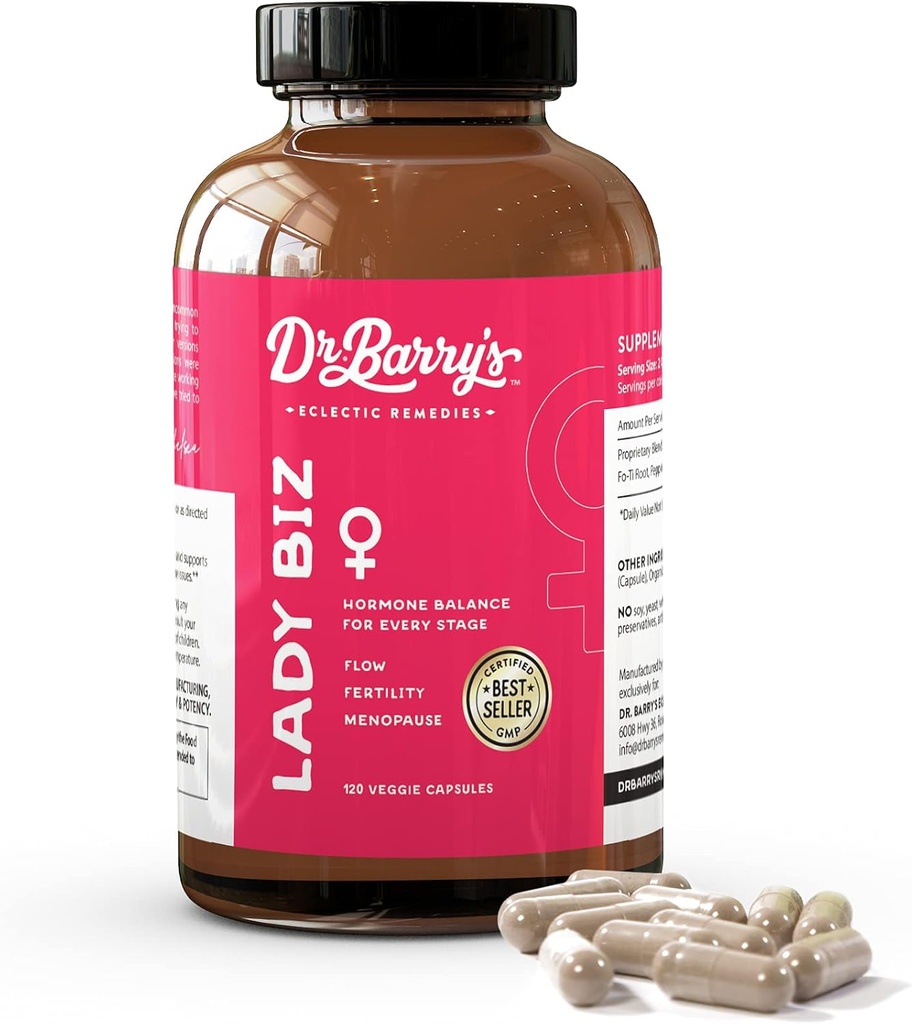 Dra. Barry's Lady Biz ← Hormonal Balance for Women ← Fertilidad " Apoyo a la menopausia para las mujeres, Estrogen " Mood Support. 120 cápsulas, 30 días de suministro