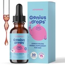 JoySpring Genius Drops for Kids ← Clínicamente Provenido Suplemento de enfoque Silencioso líquido Herbal Focus Suplemento con Ginkgo Biloba para niños (1 fl oz) 30 Servimientos