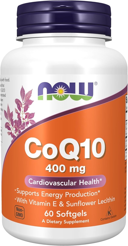 AHORA Suplementos Alimentarios, CoQ10 400 mg, Grado Farmacéutico, Forma All-Trans producida por Fermentation, 60 Softgels