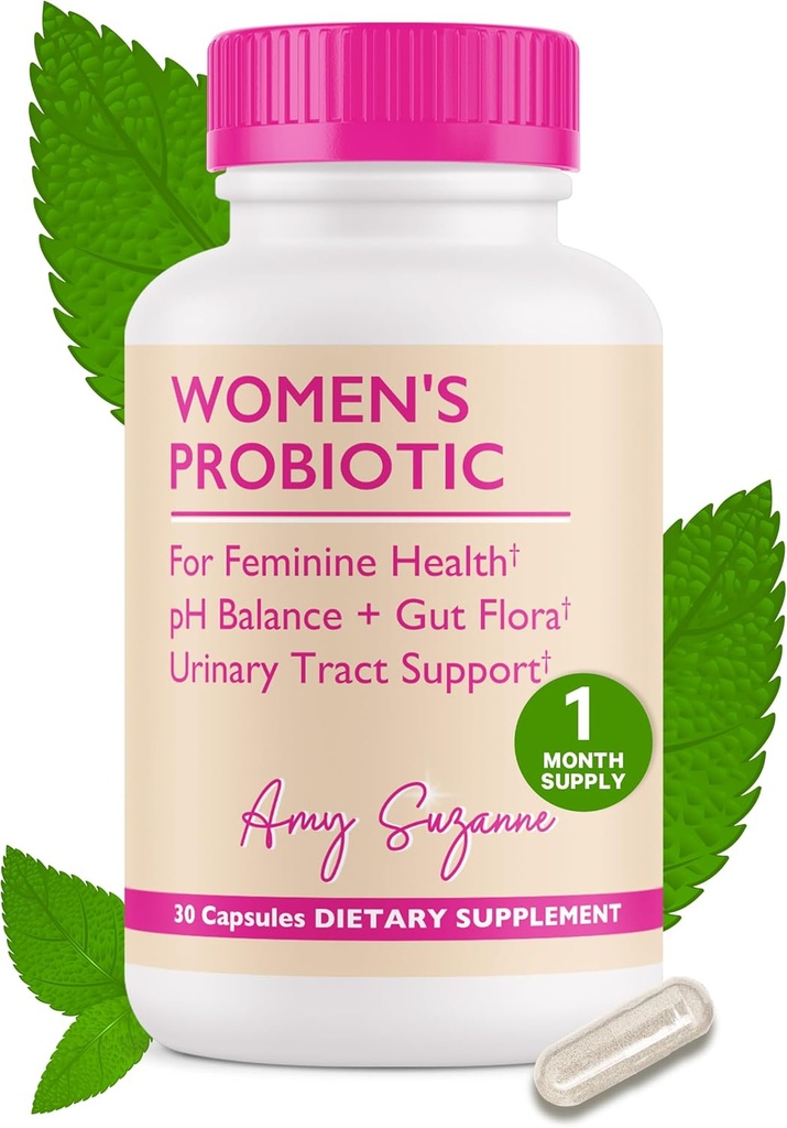 Probióticos para Mujeres - 10 billón CFU Probiótico para el equilibrio de pH y la salud del tracto urinario - Apoyo a la levadura, olor vaginal, Gut Flora & salud femenina - 30 cápsulas