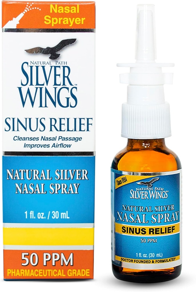 Natural Path Anillos de plata sinus Alivio Natural Plata Nasal Spray - 50ppm - 1oz