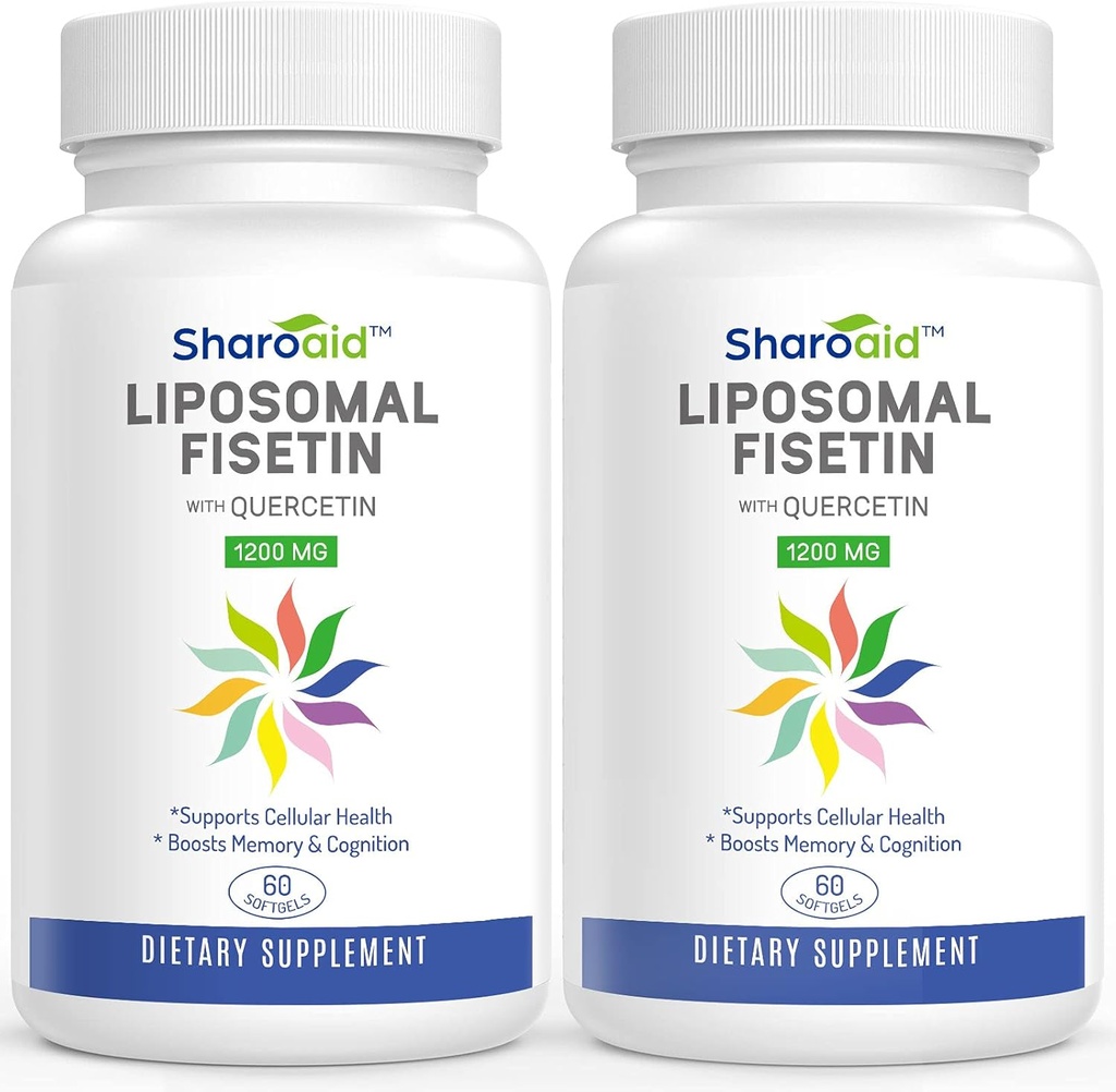 Liposomal Fisetin with Quercetin Supplements 1200 mg per Serving,High Absorption Polyphenols Antioxidants for Women,Men,Non-GMO,Gluten-Free,2 Bottle-120 Softgels