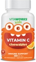 Niños Vitamina C Tablas de Chewable 250mg - Vegan, GMO-Free, Vitaminas Gratuitas Nut - Suplemento dietético para el soporte de inmunológico - para niños - 120 Chewables
