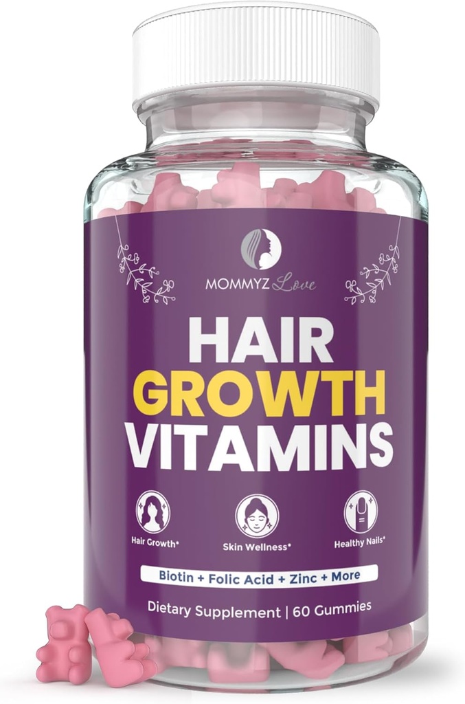 Mamiz Love Biotin Gummies 5000mcg for Hair Growth & Radiant Skin During Post Partum Recovery & Adjustment Period - Post Partum Vitamins with Folate