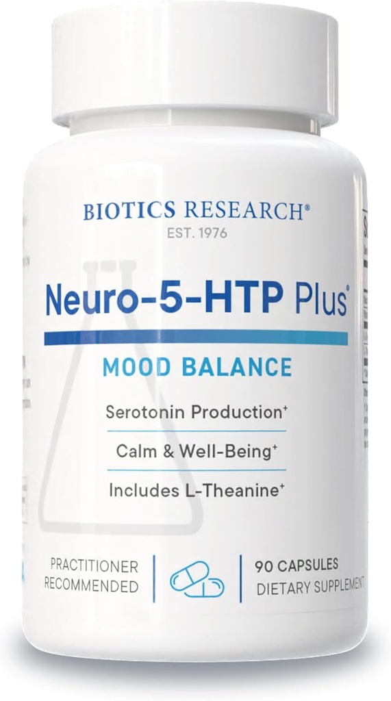 Biotics Research Neuro 5 HTP Plus Neurological Support, Calm Brain Activity, Healthy Sleep Patterns, Global Sense of Well-Being, Promotes Relax, Serotonin Precursor, L Theanine, 90 Capsules