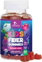 Gummies de fibra para niños 4g – Suplemento de fibra prebiótica para la salud digestiva, regularidad y apoyo inmunológico – fibra de base vegetal gratis de azúcar – sabor natural de frambuesa – Vegan, libre de gluten – 60 gomas