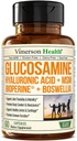 Sulfato de Glucosamina con ácido hialurónico, Boswellia, Black Pepper & MSM Suplemento – 5-en-1 Suplementos Conjuntos para Hombres y Mujeres – Salud Conjunta, Movilidad & Bone Strength – FSA Eligible 60 Caps